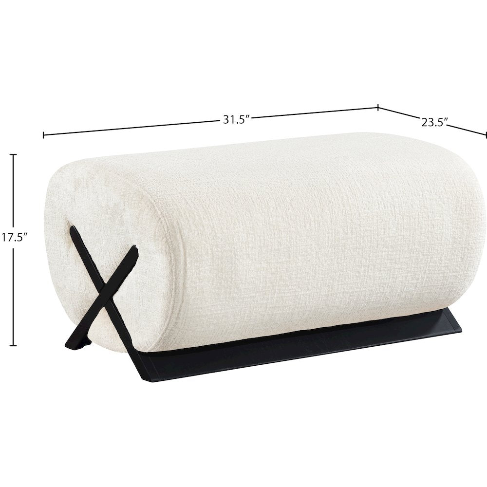 Akira Cream Fabric Upholstered Ottoman