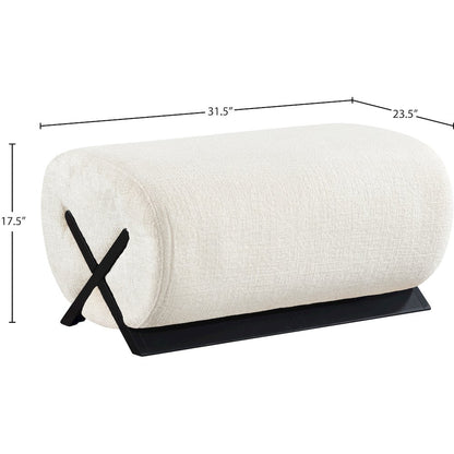 Akira Cream Fabric Upholstered Ottoman