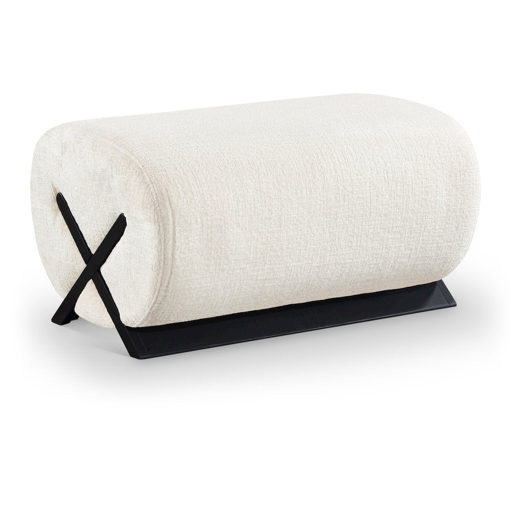 Akira Cream Fabric Upholstered Ottoman