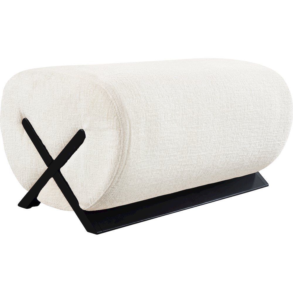 Akira Cream Fabric Upholstered Ottoman