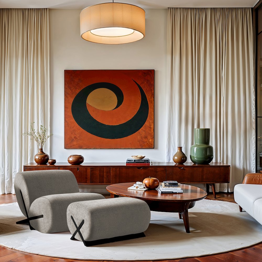 Akira Grey Fabric Upholstered Accent Chair
