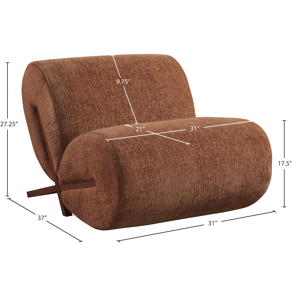 Akira Cognac Fabric Upholstered Accent Chair