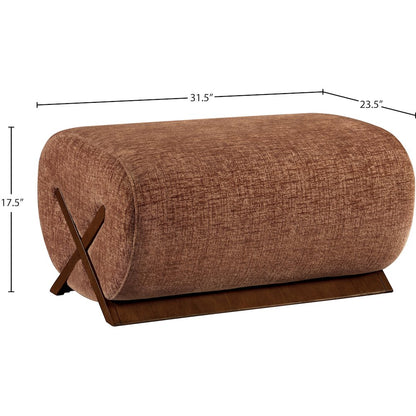 Akira Cognac Fabric Upholstered Ottoman