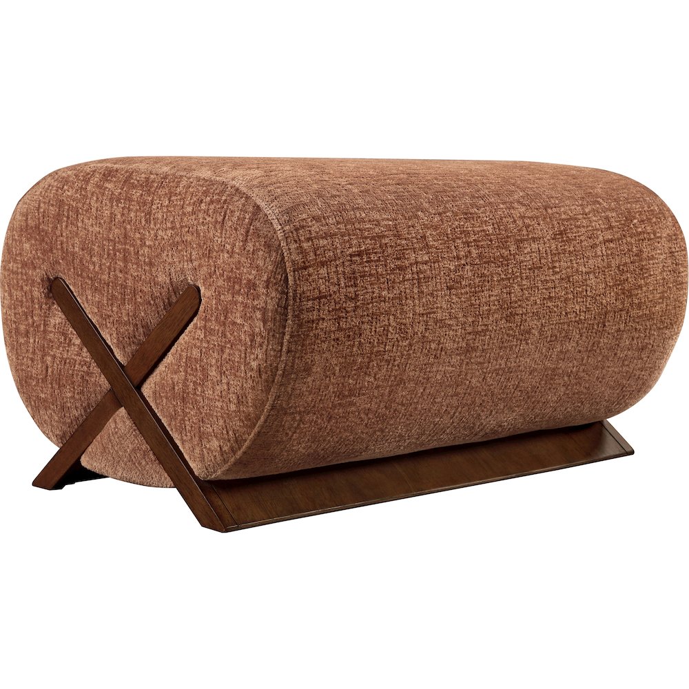 Akira Cognac Fabric Upholstered Ottoman