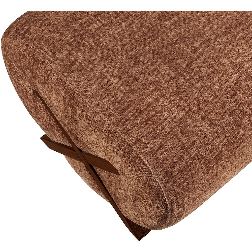Akira Cognac Fabric Upholstered Ottoman