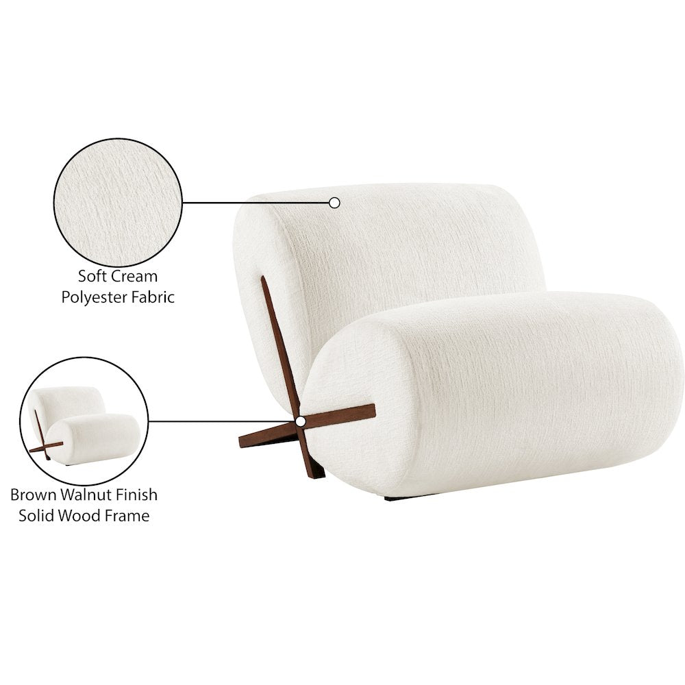 Akira Cream Fabric Upholstered Accent Chair