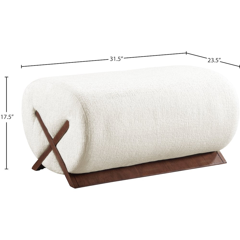 Akira Cream Fabric Upholstered Ottoman