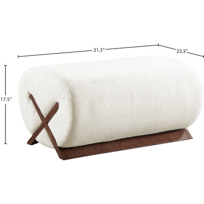 Akira Cream Fabric Upholstered Ottoman