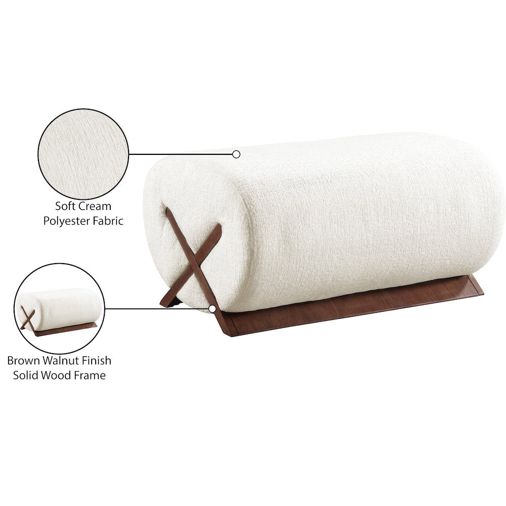 Akira Cream Fabric Upholstered Ottoman