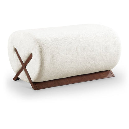 Akira Cream Fabric Upholstered Ottoman
