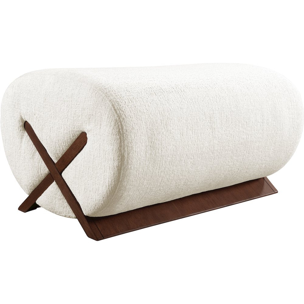 Akira Cream Fabric Upholstered Ottoman