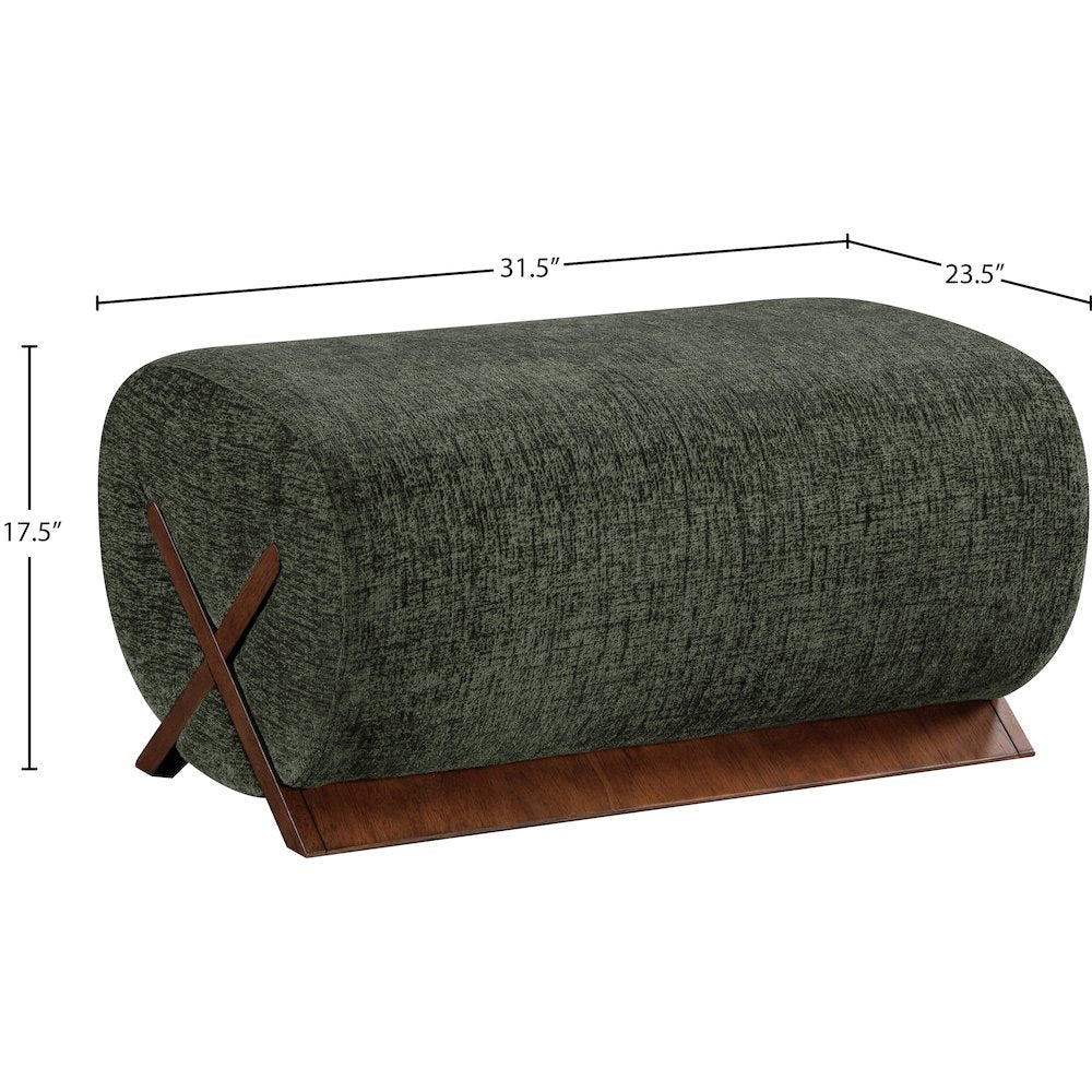 Akira Green Fabric Upholstered Ottoman