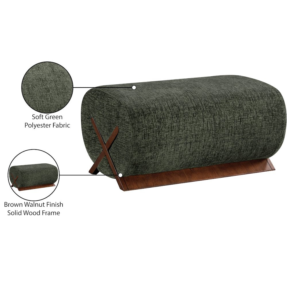 Akira Green Fabric Upholstered Ottoman