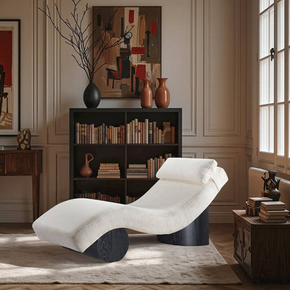 Marcella Cream Fabric Upholstered Chaise Lounge