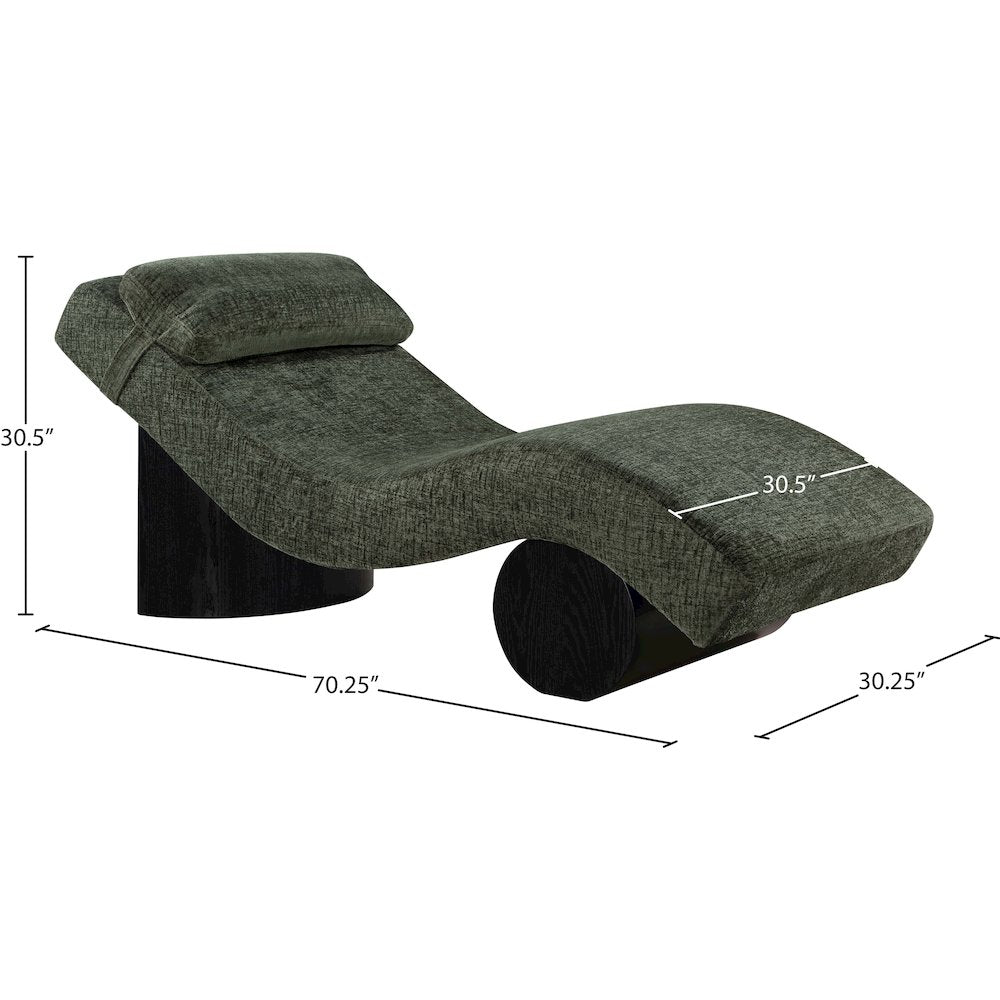 Marcella Green Fabric Upholstered Chaise Lounge