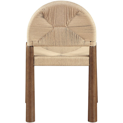 Bohemia Beige Woven Seagrass Cord And Solid Wood Dining Chair, Set of 2