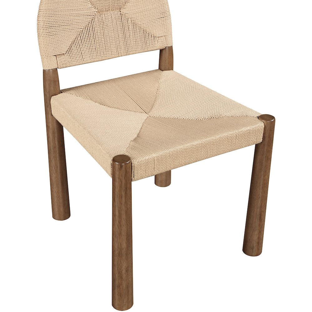 Bohemia Beige Woven Seagrass Cord And Solid Wood Dining Chair, Set of 2