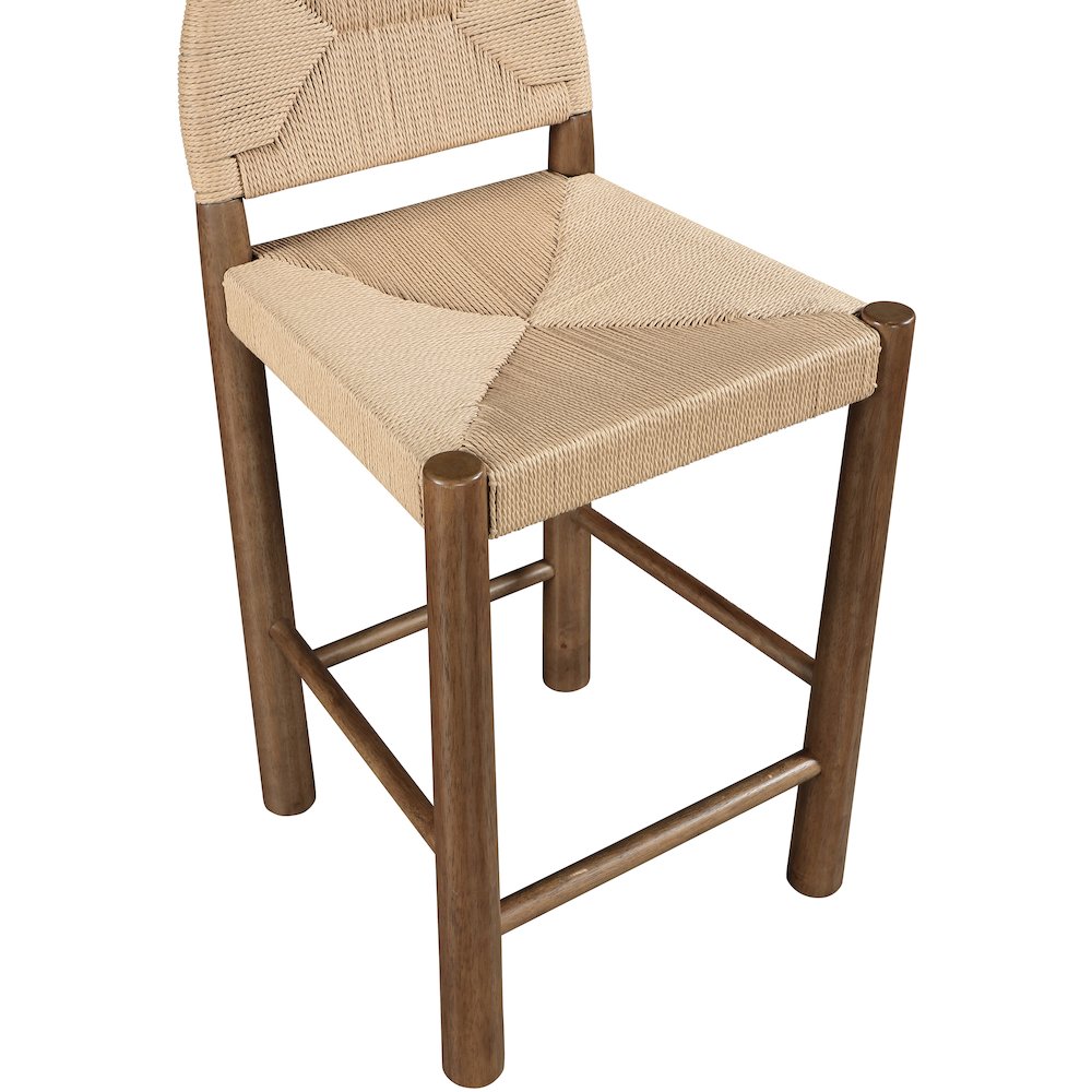 Bohemia Beige Woven Seagrass Cord And Solid Wood Counter Stool