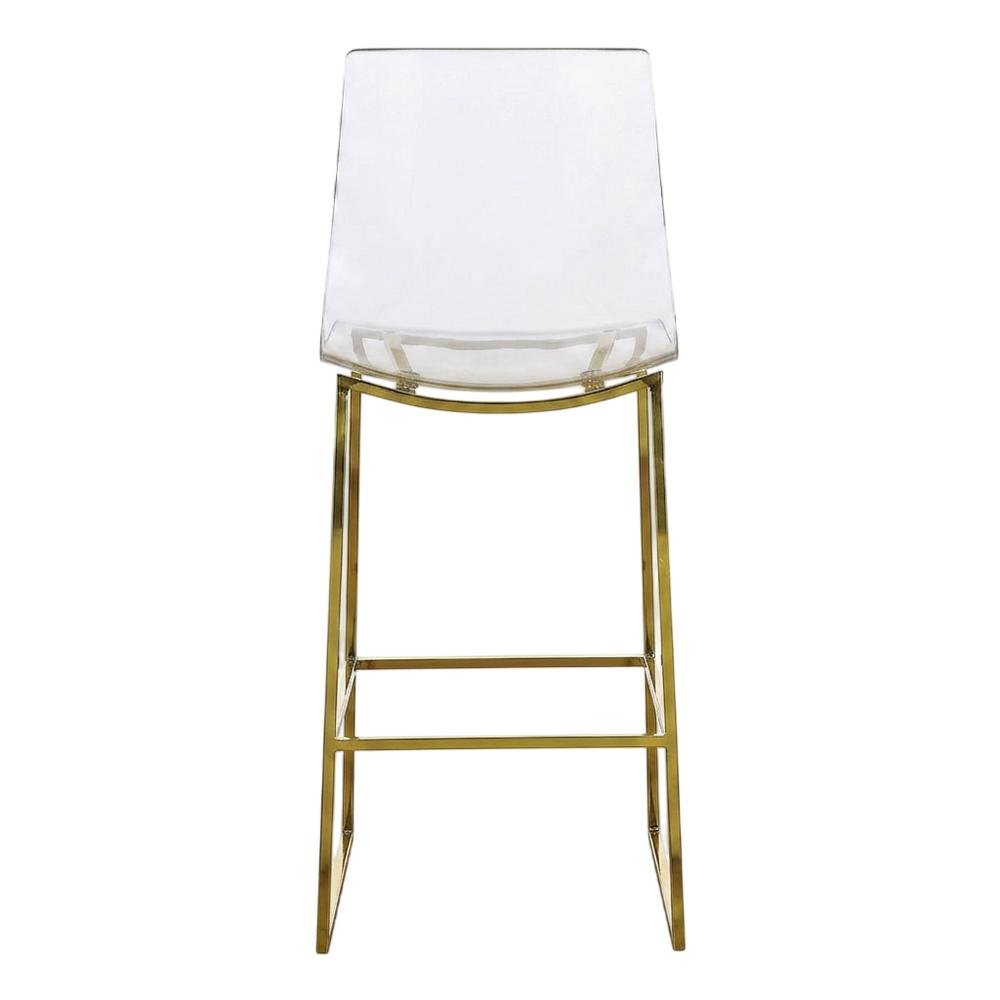 Lucite Polycarbonate Counter Stool with Gold Metal Frame