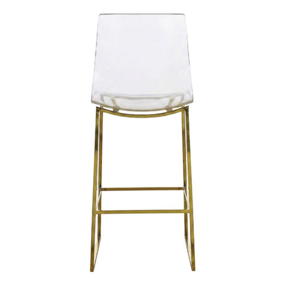 Lucite Polycarbonate Counter Stool with Gold Metal Frame