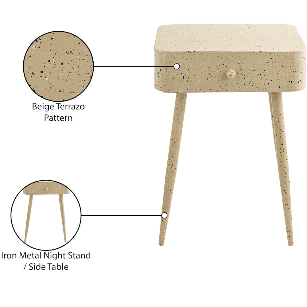 Rylan Beige Iron Night Stand