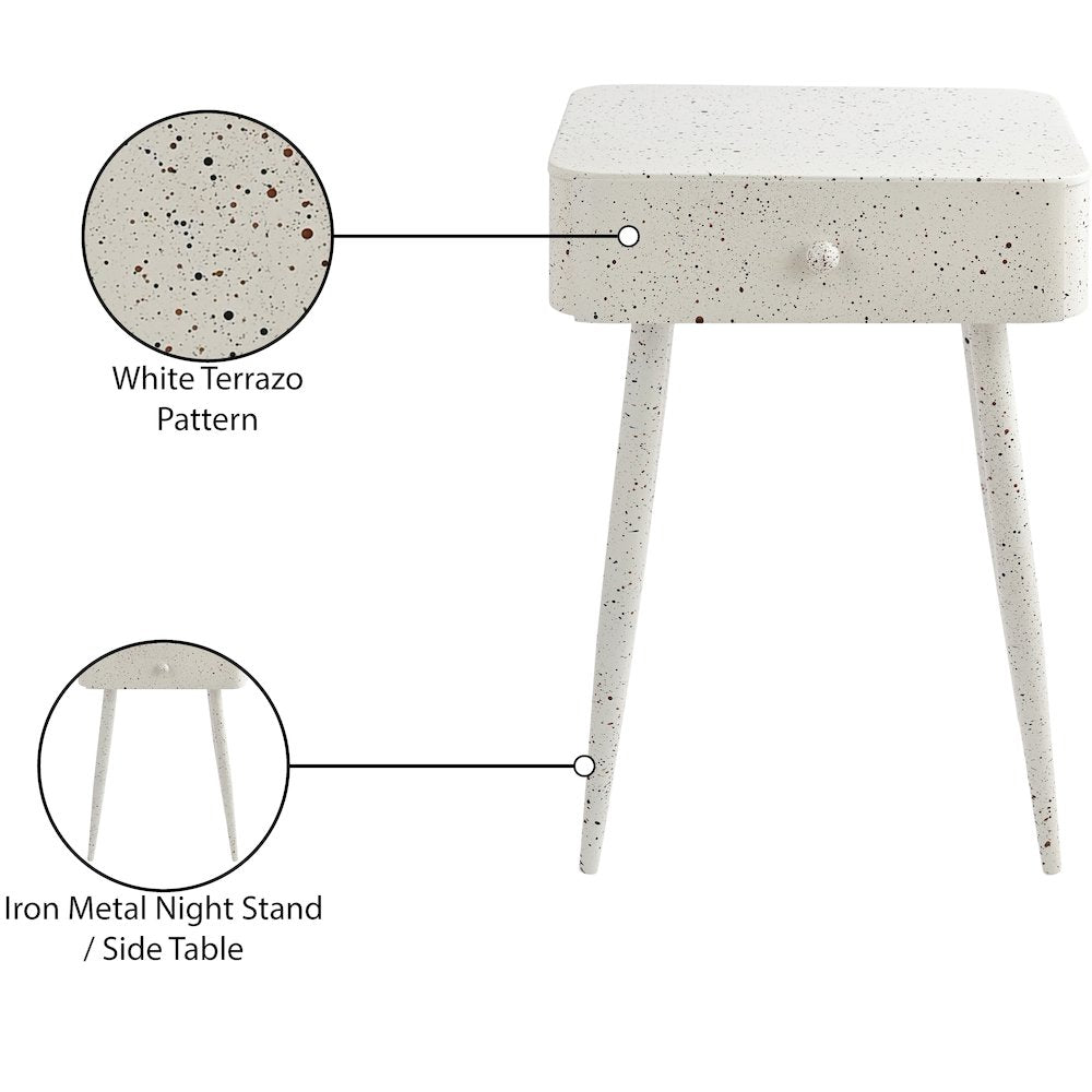 Rylan White Iron Night Stand