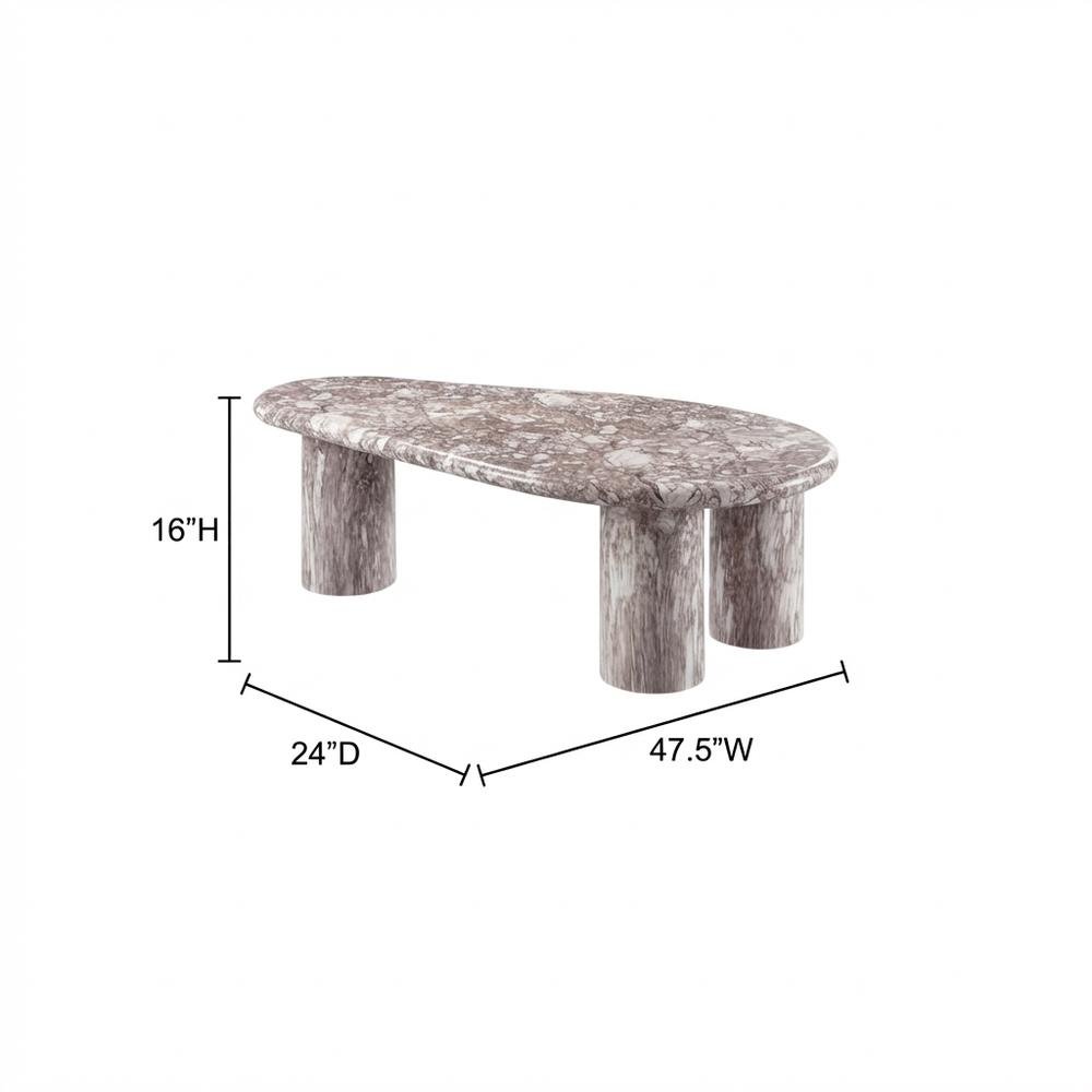 Marbled Brown Concrete Coffee Table with Art Deco Style and Durable Finish