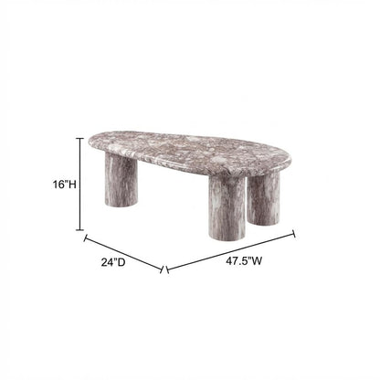 Marbled Brown Concrete Coffee Table with Art Deco Style and Durable Finish