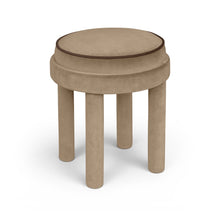 Velin Beige Velvet Upholstered Ottoman / Stool