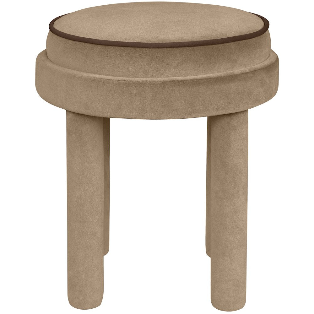 Velin Beige Velvet Upholstered Ottoman / Stool