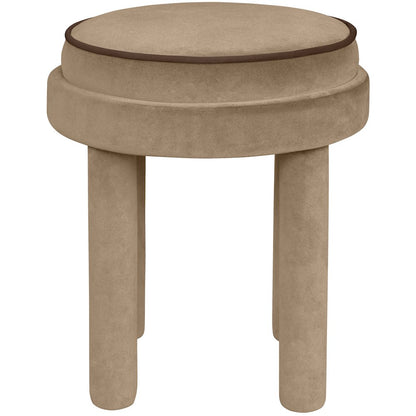 Velin Beige Velvet Upholstered Ottoman / Stool