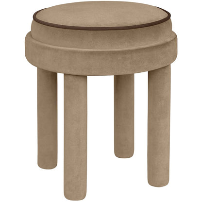 Velin Beige Velvet Upholstered Ottoman / Stool