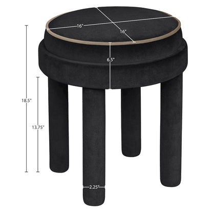 Velin Black Velvet Upholstered Ottoman / Stool