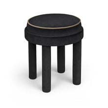 Velin Black Velvet Upholstered Ottoman / Stool