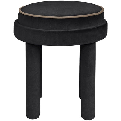 Velin Black Velvet Upholstered Ottoman / Stool