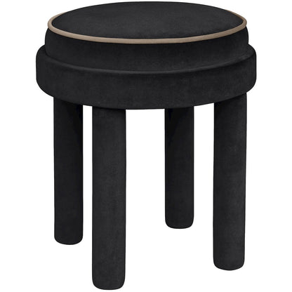 Velin Black Velvet Upholstered Ottoman / Stool