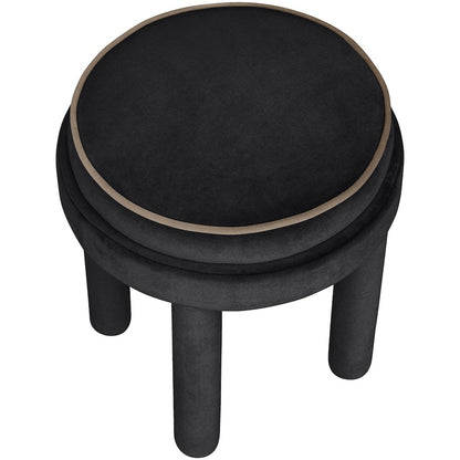 Velin Black Velvet Upholstered Ottoman / Stool