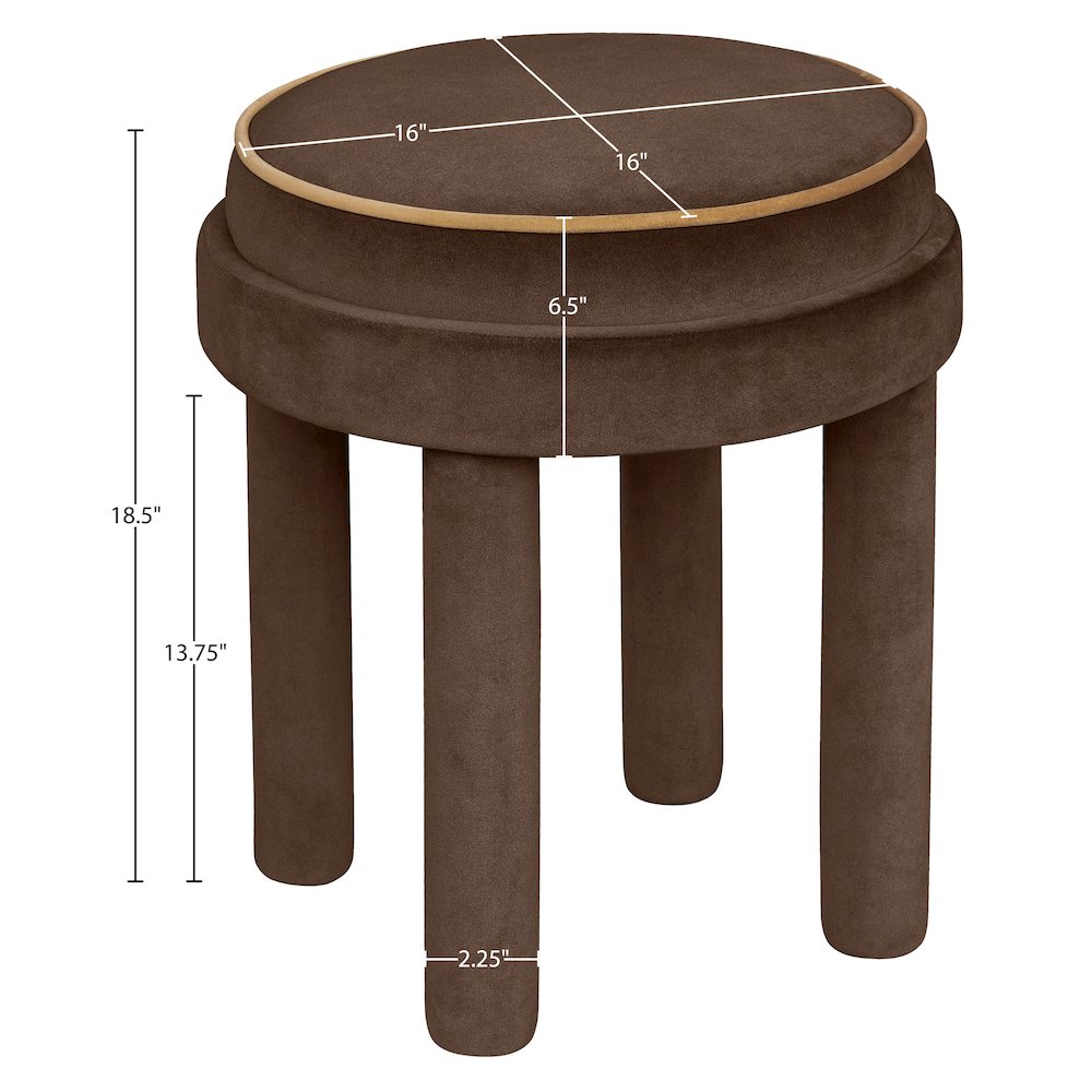 Velin Brown Velvet Upholstered Ottoman / Stool