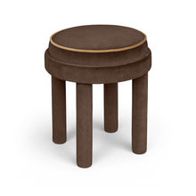Velin Brown Velvet Upholstered Ottoman / Stool