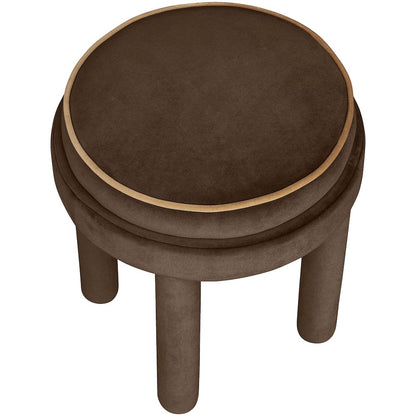 Velin Brown Velvet Upholstered Ottoman / Stool