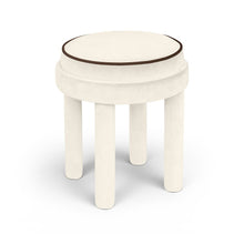 Velin Cream Velvet Upholstered Ottoman / Stool