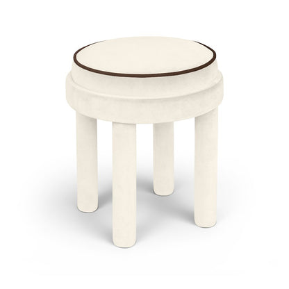 Velin Cream Velvet Upholstered Ottoman / Stool