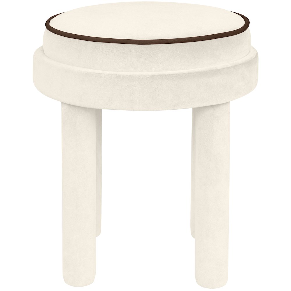Velin Cream Velvet Upholstered Ottoman / Stool