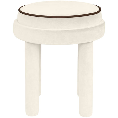 Velin Cream Velvet Upholstered Ottoman / Stool