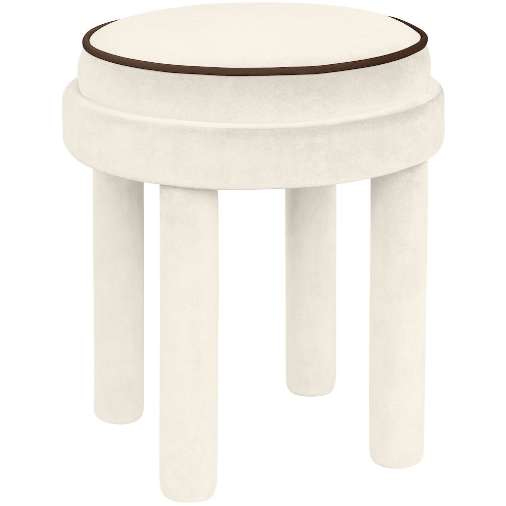 Velin Cream Velvet Upholstered Ottoman / Stool