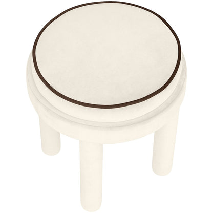 Velin Cream Velvet Upholstered Ottoman / Stool