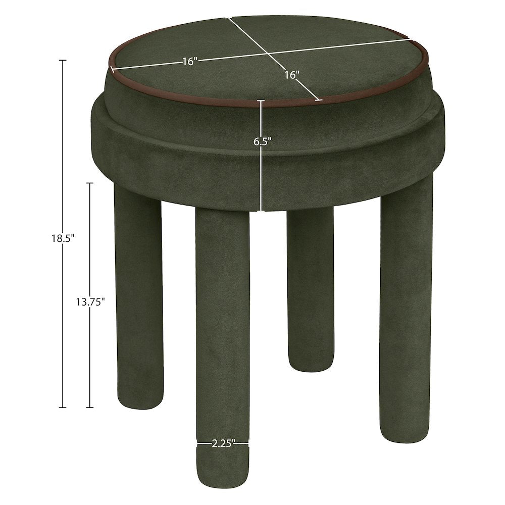 Velin Green Velvet Upholstered Ottoman / Stool