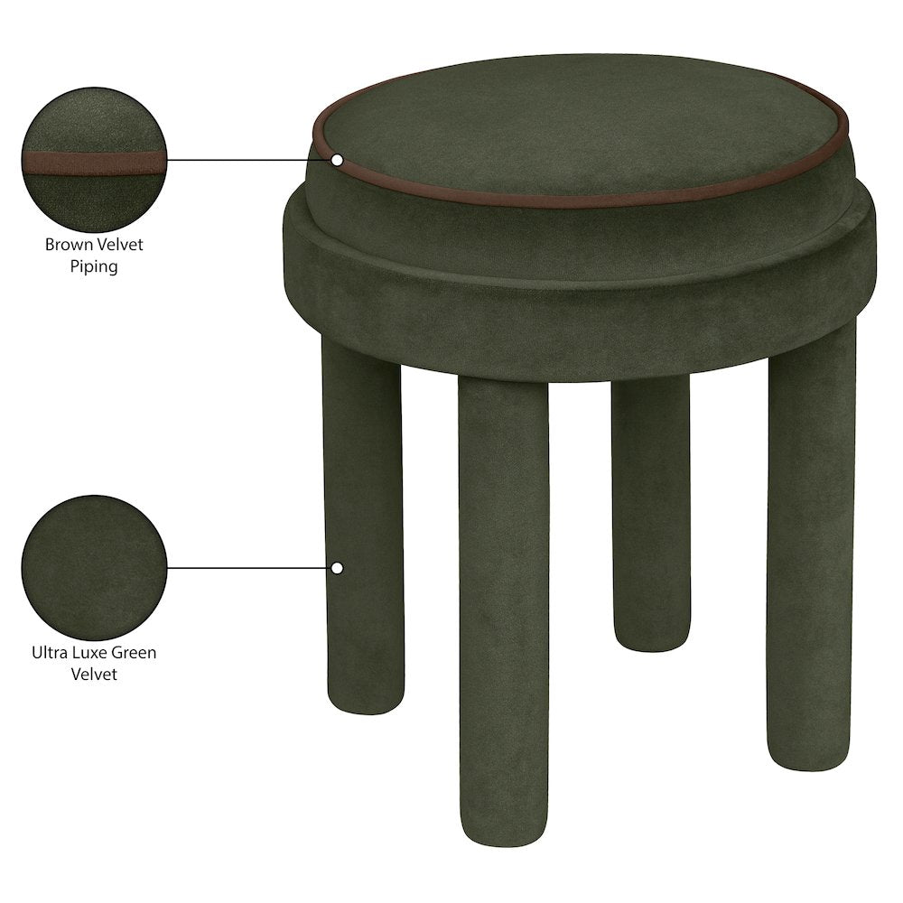Velin Green Velvet Upholstered Ottoman / Stool