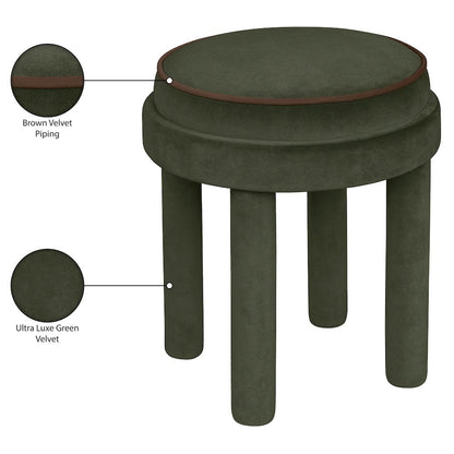 Velin Green Velvet Upholstered Ottoman / Stool