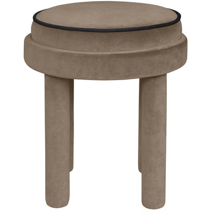Velin Taupe Velvet Upholstered Ottoman / Stool